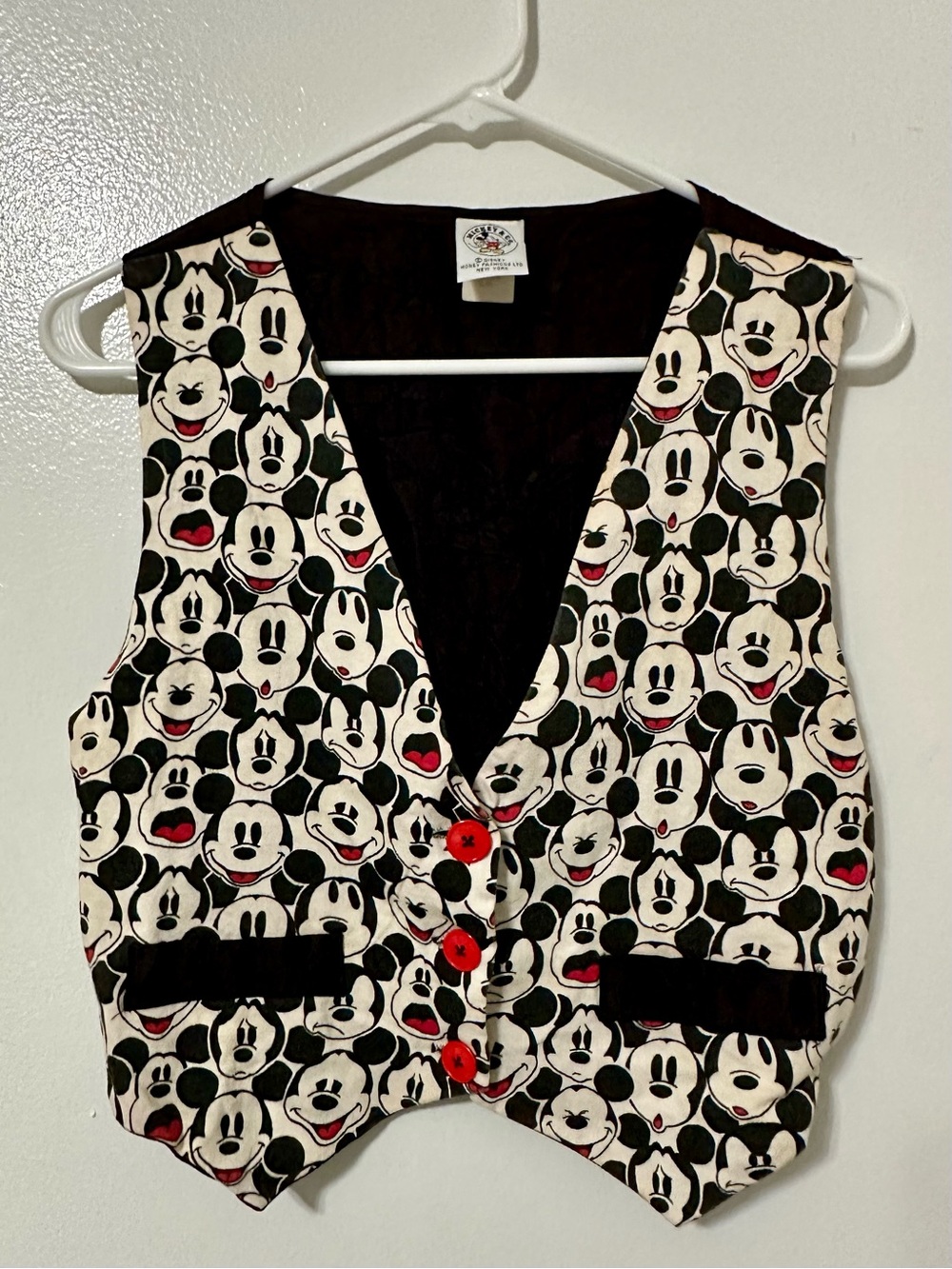 Vintage Mickey Unlimited Mickey Mouse Faces Button Front Vest Women’s Size S